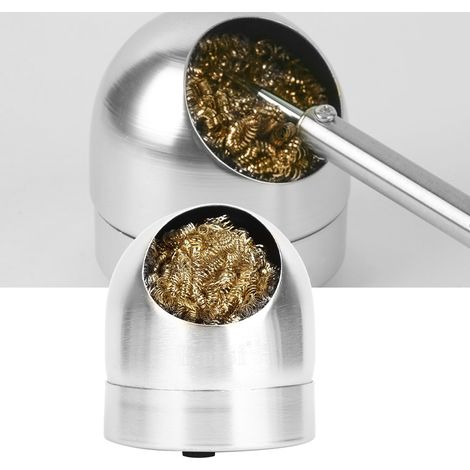 Lötspitzenreiniger, Drahtkugel, Lötspitzenreinigungskugel, Halter, Sockel, Ständer, Silber (1/5)