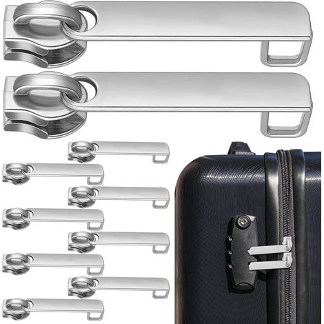 Lot De 10 Tirettes De Fermeture Éclair Renforcées Pour Valises Avec Trou De Verrouillage Sécurisé Accessoires De Remplacement Pour Bagages 2.36X0.59X0.39In (1/5)