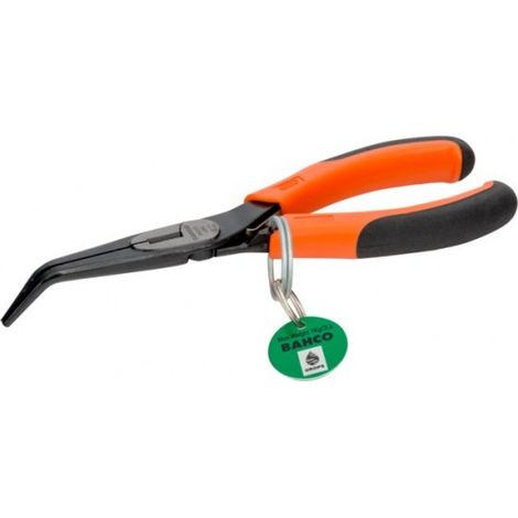 BAHCO - Pince à bec demi-rond ERGO™ avec bouts courbés 45° et anneau de sécurité, 200 mm