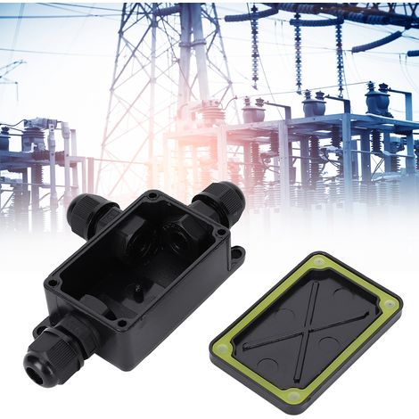 Wasserdichte Mini-Anschlussdose aus schwarzem Polycarbonat (PC), 1 Eingang, 2 Ausgänge, für den Außenbereich, Schutzart IP66, 3–6,5 mm (1/5)
