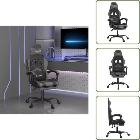 Chaise de jeu pivotante et repose-pied Noir et gris Similicuir - Chaise De Jeu - Chaises De Jeu - TrĂ´ne De Jeu - Chaise De Bureau (1/5)