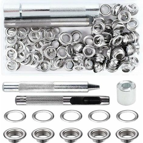 Kit di occhielli Ulisem, strumenti per occhielli, kit di occhielli in metallo con strumenti per la riparazione di tela, teloni e tende (8 mm)