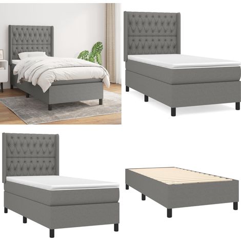 Boxspringbett mit Matratze Dunkelgrau 90x200 cm Stoff - Boxspringbett - Doppelbett - Bettenrahmen - Lattenrost - Matratze - Home & Living (1/5)