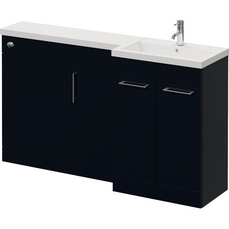 Napoli 390 Deep Blue 1500mm 3 Door Vanity Unit Toilet Suite with Right Hand Square Lucia Basin - 1500mm - Chrome 160mm HandleWithout Kingston Toilet Pan
