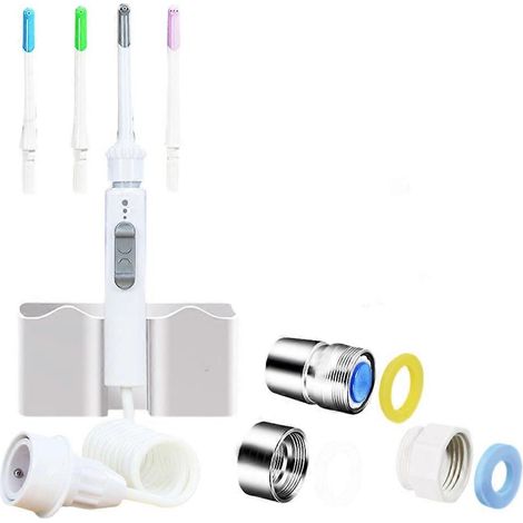 Hydropulseur dentaire détachable pour robinet, appareil de soin buccal à domicile pour un nettoyage en profondeur et une sensation de fraîcheur. (1/5)