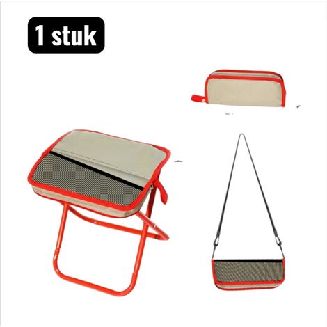 stuk - Kampeerkrukken - Opvouwbare Zak Stoel - Kan crossbody gedragen worden - Multifunctionele Tas die Verandert in een Krukje - Wachtrij & Buitenevenement - Kaki rood (1/4)