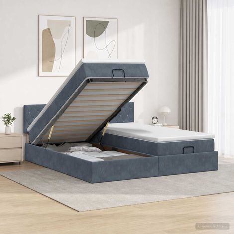 vidaXL Letto ottomano con materasso 2 pcs Grigio Scuro Velluto (1/5)
