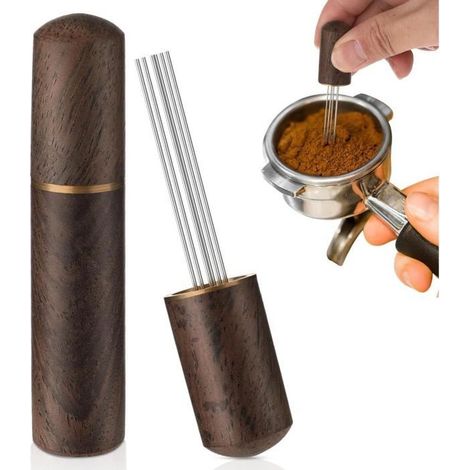 1 unité Agitateur Espresso, Distributeur à 6 aiguilles en acier inoxydable 0,5 mm, outil de distribution café pour barista maison (1/4)