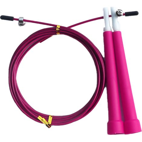 Corde à sauter ajustable en fil d'acier pour enfants adultes hommes femmes, entraînement fitness exercice, rose