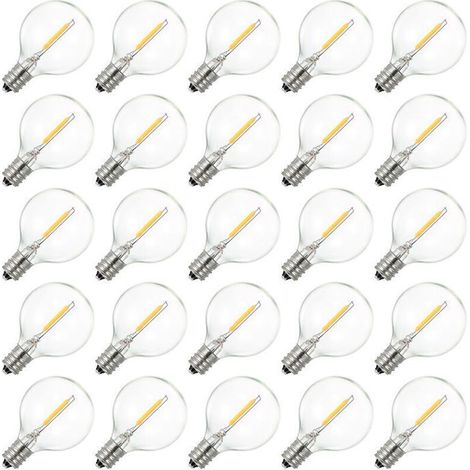 25pcs Ampoules LED G40 – E12 0.8W Blanc Chaud IP44 – pour Décoration Mariage, Jardin et Fête (1/4)