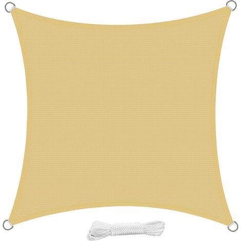 ZOLGINAH Quadratisches Sonnensegel 4x4 Meter, atmungsaktives HDPE-Sonnensegel, UV-beständig, für Garten, Terrasse, Patio, Sand (1/5)