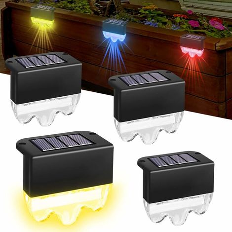 Lampes de Pont Solaires, Clôture Lampes Solaires, Lampes D'escalier Extérieur, LED Blanc Chaud Etanches Lumières de Marche, 2 Modes, Blanc chaud pour Escaliers, Cour, Allée (4 pcs) (1/5)