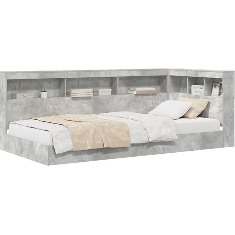 Maison Exclusive - Lit Bibliothèque Gris béton 75 x 190 cm Bois d'ingénierie