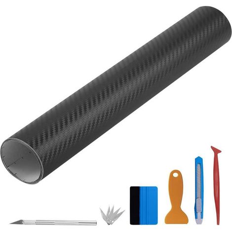 3D Carbon Fiber Folie 30x300cm Schwarz Selbstklebend Luftkanal Blasenfrei (1/5)
