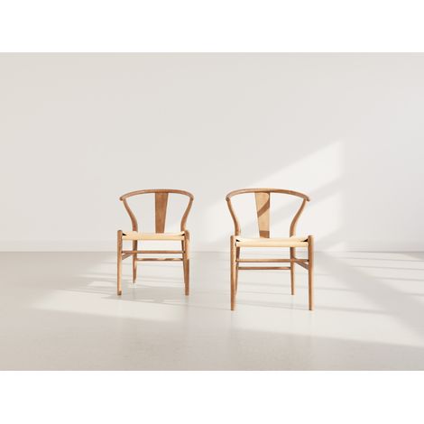 Lisa Design – Lot de 2 chaises Bergen en bois d'hêtre – Assise en corde tressée – Design scandinave – Résistantes à l'humidité et aux rayures