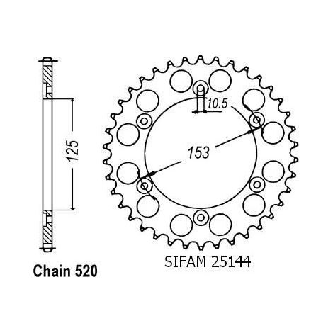Couronne 600 Xr 1991-2001 Acier - 520 - 45 Dents - Similaire JTR288