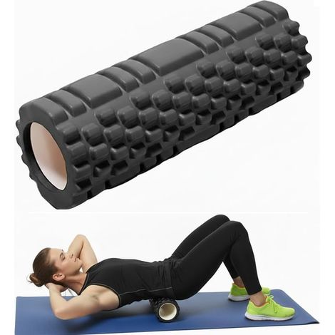 Rouleau de massage en mousse à texture 3D pour la colonne vertébrale (30 x 10 cm), rouleau en mousse rigide pour l'automassage et le soulagement des tensions musculaires, rouleau pour les fascias (yog (1/5)
