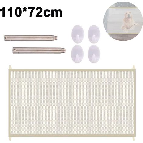 Barrière de sécurité magique pour bébés et chiens, utilisable en intérieur et en extérieur, en maille pliable et portable, facile à installer. (1/5)