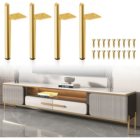 Randaco 4X Muebles Piernas 13CM Metal Oro Sofá Pierna Soporte Ajustable Armario Pierna Sofá Piernas Cama Piernas