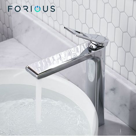 FORIOUS Robinet Vasque à Poser Mitigeur de Lavabo Chromé à Poignée Unique en Laiton (1/4)