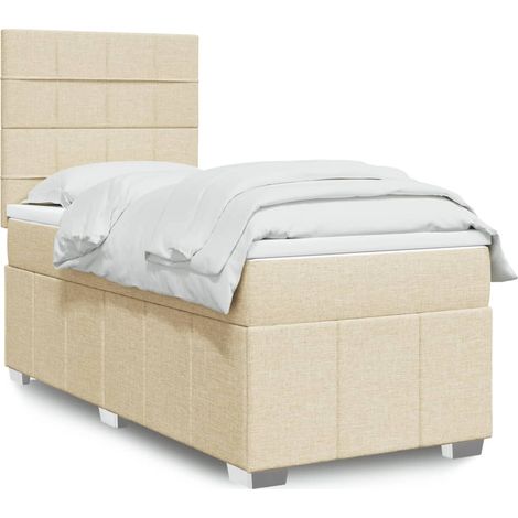 Boxspringbett mit Matratze Creme 100x200 cm Stoff