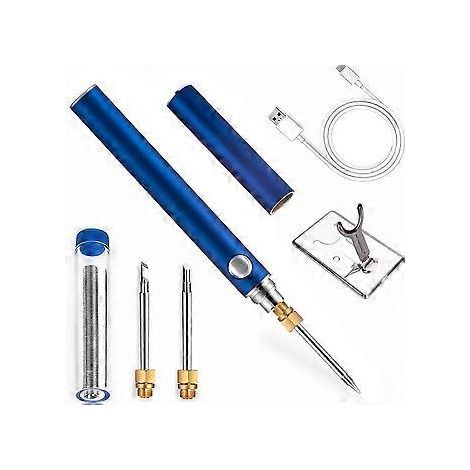 Outil de soudage à recharge sans fil, kit d'outil de soudage à recharge sans fil avec trois pointes de fer à souder, bleu (1/5)