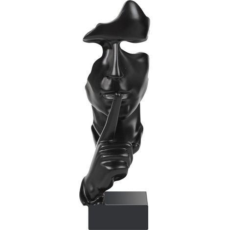 Sollbry Creación moderna El silencio del pensador es oro Esculturas Estatuas de resina vintage Artesanía Decoración Arte Adornos Estilo nórdico Obra de arte para sala de estar Oficina, Negro (1/3)