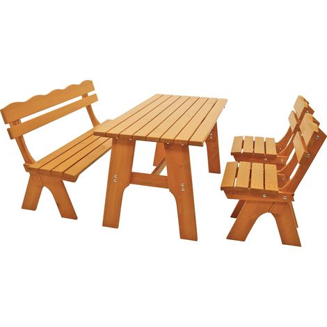 Garnitur FREITAL 4-teilig (2x Stuhl, 1x Bank 150cm, 1x Tisch 72x150cm), Kiefer massiv (1/5)