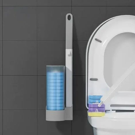 Brosse de toilette jetable à fixer au mur, outil de nettoyage de rechange pour salle de bain.-AquaForge (1/5)