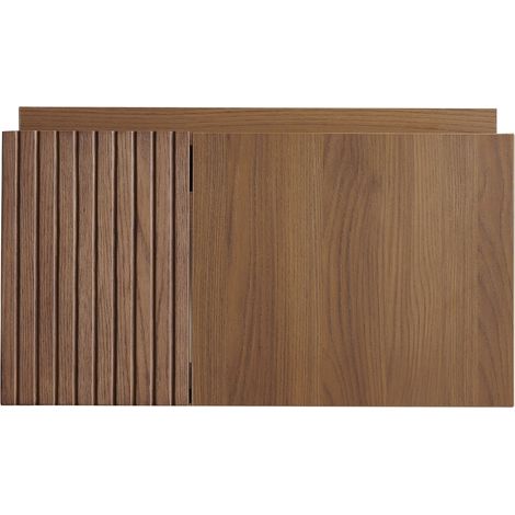 Meuble de salle de bain mural de 61 cm, en contreplaqué, démonté, sans lavabo, robinetterie ni bonde, couleur chêne brun (1/5)