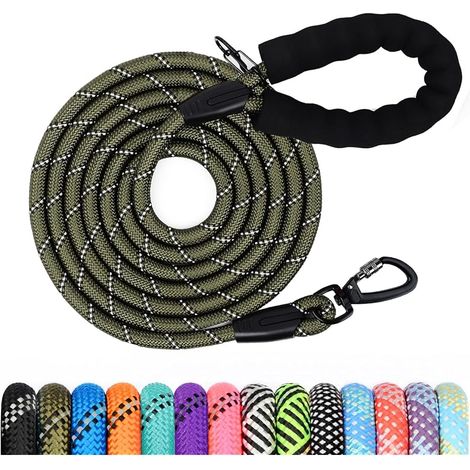 Longe pour Chien, 1,2M/ 1,5M/ 2M/ 3M/ 5M/ 10M/ 15M/ 20M/ 30M Laisse de Dressage pour Chien, Long Laisse avec Poignée Rembourrée pour Petits, Moyens et Grands Chiens (1/5)