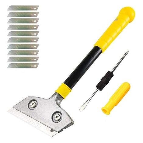 Lame de grattoir multifonction en aluminium de 30,5 cm, grattoir à lame de rasoir robuste avec long manche, outils de décapage de peinture de papier peint, retrait d'adhésif pour carrelage de sol (1/5)