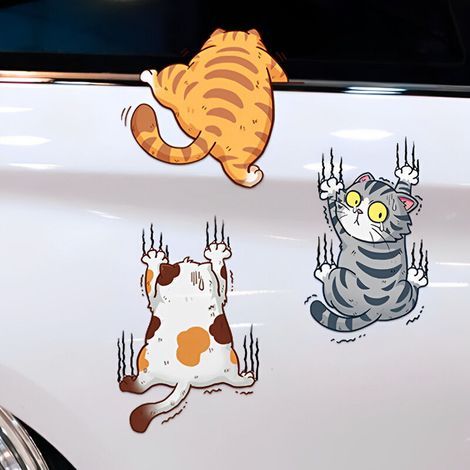 Autocollant Chat Voiture, 3 Pièces Autocollant Voiture Humour, Décalcomanies Chat Mignon Autocollants de Voiture créatifs,Convientpour Les Murs de décoration Voiture décorative etc (1/4)