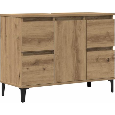 Mueble de lavabo madera ingeniería roble artisan 80x33x60 cm vidaXL