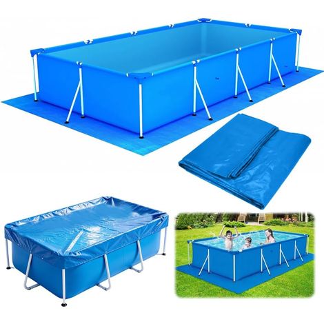 Tapis de Sol pour Piscine, Tapis de Piscine Rectangulaire Bleu Pliable Imperméable, Hors Terre Tapis de Protection pour Piscines Gonflables, Protecteur De Sol Piscine, Antidérapant 445 x 254cm (1/5)