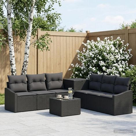 vidaXL Set di divani 8 pz Nero Rattan sintetico e Acciaio (1/5)