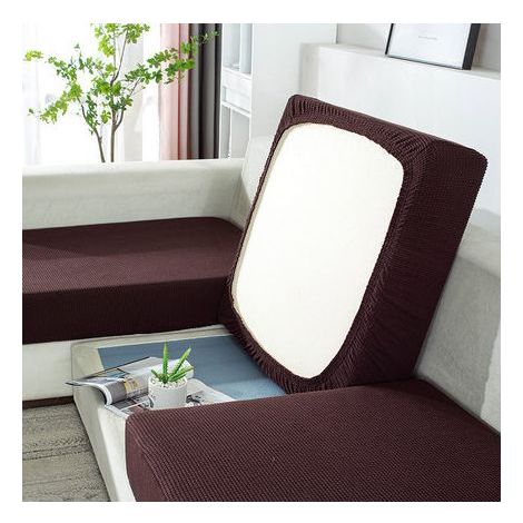 Funda elástica para cojín de sofá esquinero, funda protectora para muebles, funda antipolvo para sofá, marrón oscuro, 2 plazas (100-125 cm) (1/5)