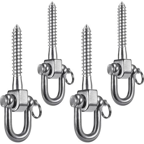 Lot de 4 crochets de plafond pour charges lourdes - En acier inoxydable 304 - Pour sac de frappe - Pivotant à 360 ° - Avec mousqueton - Support de plafond - Pour sacs de sable