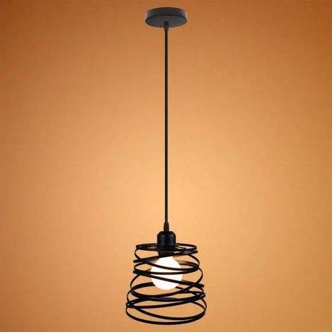 Lustre Plafonnier Rétro E27 Lampe Cage Éclairage de Plafond Abat-jour en Métal pour Salon Chambre (1/4)