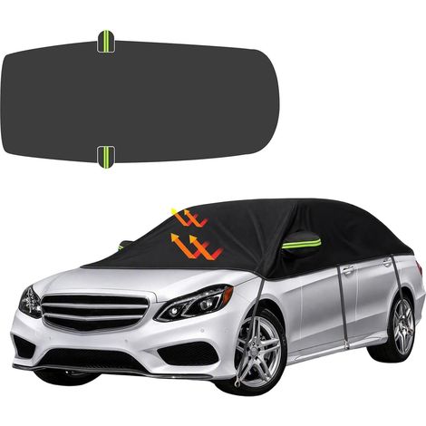 Demi housse de voiture résistante aux UV avec sangles de fixation, bâche de voiture imperméable pour protection contre le soleil, la pluie et la neige pour tous les types de véhicules courants (1/5)