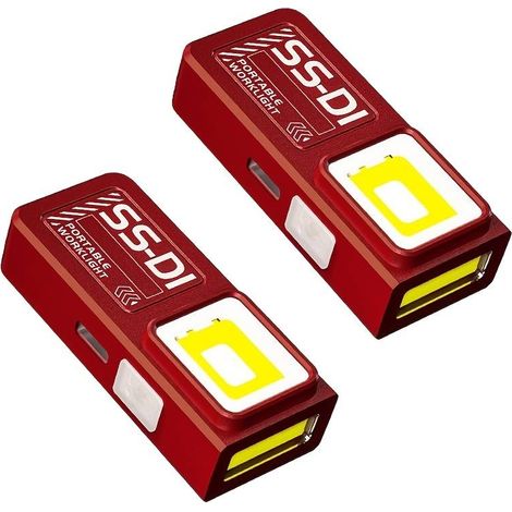 Deux mini lampes torches LED ultra-lumineuses, rechargeables par USB, lampe de travail magnétique, étanches IPX4, 4 modes, voyants d'avertissement rouges et bleus, adaptées au camping et à la réparati (1/5)