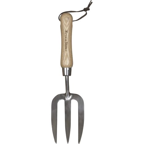 Fourche de Jardin à Main – Fourche à Fleurs en Acier Inoxydable, Fourchette de Jardin à Manche Court en frêne, Longueur : 31 cm