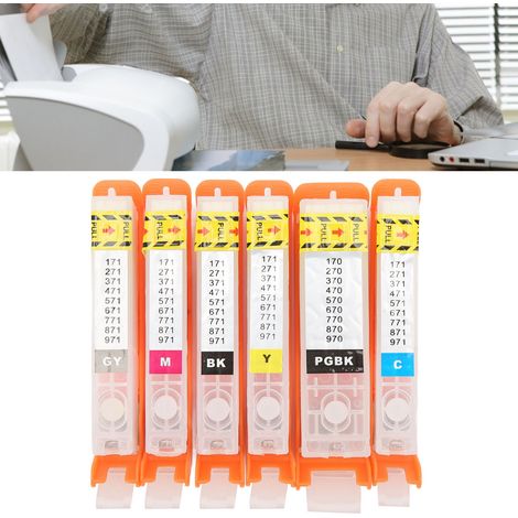 Cartouches d'encre rechargeables 6 couleurs avec puces permanentes, 570-571 (1/5)