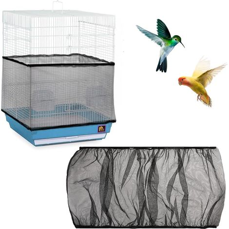 Réglable 112 150cm, noir M,1 Pièces Couverture de Cage à Oiseaux, Nylon en Filet de Protection pour Cage Oiseaux Lavable, Ventilé est Antipoussière, Housses Anti Graine pour Cages à Oiseaux (1/5)