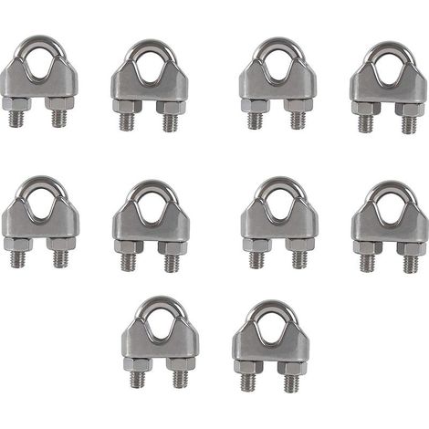 M6 Serre-Câbles Etrier U Boulon Clip De Câble 304 Acier Inoxydable Selle De Pince De Câble Câble Métallique Clips Pour Etendoir Linge Exterieur10pcs (1/5)