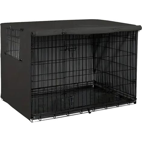 Bache De Protection Exterieur Cage Chien, Imperméable, Ddurable Et Légère, Coupe-Vent - avec Double Porte - Housse Protection Cage Chien pour L'intérieur Et L'extérieur, Noir