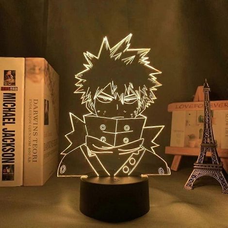 Lampe de table décorative My Hero Academia Katsuki Bakugo, veilleuse LED 3D à 16 couleurs changeantes, cadeau de Noël pour enfants. (1/5)
