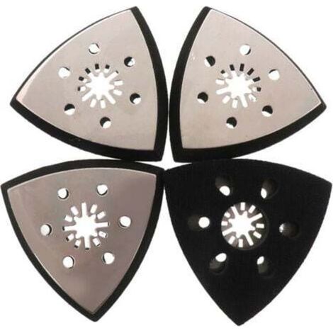 Lot de 4 Plaques de Ponçage Triangulaires avec 6 Trous 93 mm Patin Ponceuse Triangulaire Accessoires pour Bois Plastiques durs Métaux, Meulage ou Polissage