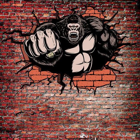 Stickers muraux et de sol 3D stéréoscopiques de chimpanzés pour la décoration de la maison, de la chambre ou d'un commerce (1/5)