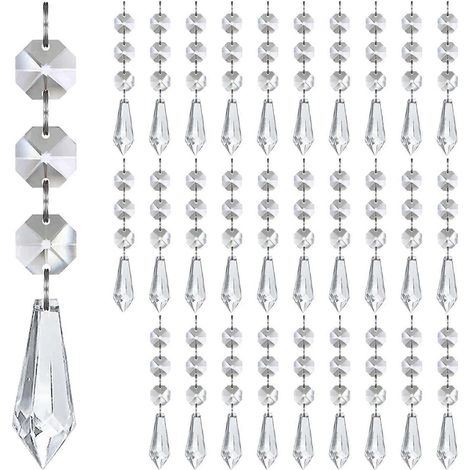 Transparente, bruchsichere Acryl-Schneeflocken-Eiszapfen-Weihnachtsdekoration mit tropfenförmiger Kugel für Zuhause, Party, Weihnachtsbaum, mehrfarbig (1/5)